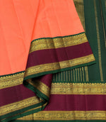 Load image into Gallery viewer, Classic Brick Peach &amp; Sangria Red 2gm Zari Elegance Kanchipuram Handloom Silk Saree SS23553
