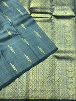 Load image into Gallery viewer, Classic Metallic Grey 2gm Zari Kanchipuram Handloom Silk Saree SS25975
