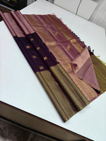 Load image into Gallery viewer, Classic Onion Pink Plum &amp; Sage Green 2gm Zari Contrast Elegance Kanchipuram Handloom Silk Saree SS28117
