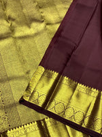 Load image into Gallery viewer, Classic Burnt Orange &amp; Coffee Brown 2gm Zari Elegance Kanchipuram Handloom Silk Saree SS27502
