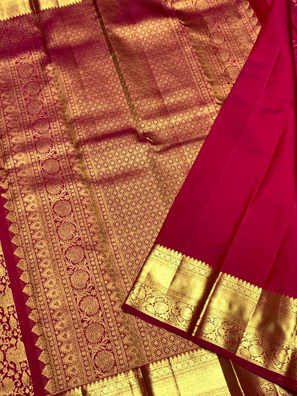 Classic Glow Pink 2gm Zari Bridal Elegance Kanchipuram Handloom Silk Saree SS25433