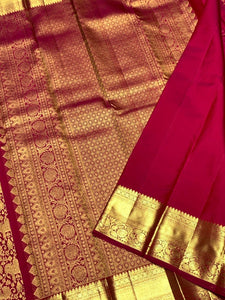 Classic Glow Pink 2gm Zari Bridal Elegance Kanchipuram Handloom Silk Saree SS25433