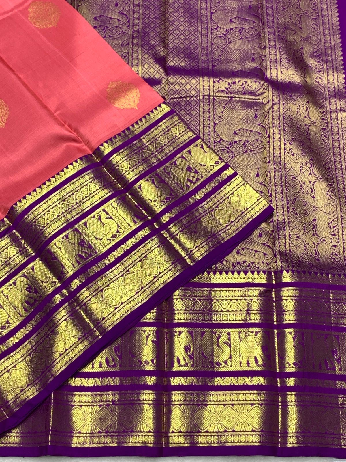 Classic Rose & Vadamalli 2gm Zari Bridal Elegance Kanchipuram Handloom Silk Saree SS25276