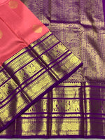 Load image into Gallery viewer, Classic Rose &amp; Vadamalli 2gm Zari Bridal Elegance Kanchipuram Handloom Silk Saree SS25276
