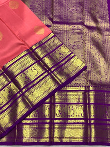 Classic Rose & Vadamalli 2gm Zari Bridal Elegance Kanchipuram Handloom Silk Saree SS25276