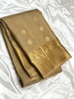 Load image into Gallery viewer, Classic Champagne Beige 1gm Zari Elegance Kanchipuram Handloom Silk Saree SS23473
