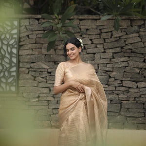 Classic Beige Elegance Tissue Silk Saree SS25260
