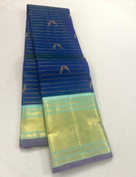 Load image into Gallery viewer, Classic Imperial Blue &amp; Pastel Mint Green 2gm Zari Bridal Elegance Kanchipuram Handloom Silk Saree SS27046
