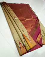 Load image into Gallery viewer, Classic Champagne &amp; Onion Pink 2gm Zari Temple Border Elegance Kanchipuram Handloom Silk Saree SS28298
