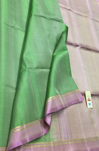 Classic Spring Green & Lilac Elegance Handloom Soft Silk Saree SS26470
