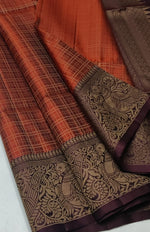 Load image into Gallery viewer, Classic Burnt Orange &amp; Coffee Brown Handloom Soft Silk Saree SS27669
