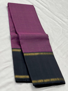 Classic Onion Pink & Charcoal Black Elegance Handloom Soft Silk Saree SS24125