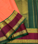 Load image into Gallery viewer, Classic Brick Peach &amp; Sangria Red 2gm Zari Elegance Kanchipuram Handloom Silk Saree SS23553
