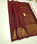 Load image into Gallery viewer, Classic Currant Brown Elegance Handloom Soft Silk Saree SS24264
