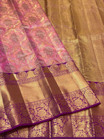 Load image into Gallery viewer, Classic Onion Pink &amp; Vadamalli 2gm Zari Tissue Brocade Bridal Elegance Kanchipuram Handloom Silk Saree SS27095
