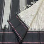 Load image into Gallery viewer, Classic White &amp; Black Checker Elegance Kanchipuram Handloom Silk Saree SS24718
