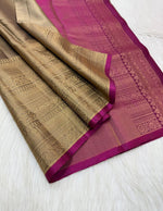 Load image into Gallery viewer, Classic Beige &amp; Deep Pink Kanchipuram Handloom Silk Saree SS26256
