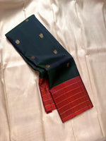 Load image into Gallery viewer, Classic Pine Green &amp; Brick Orange Kanchipuram Handloom Silk Saree SS25905
