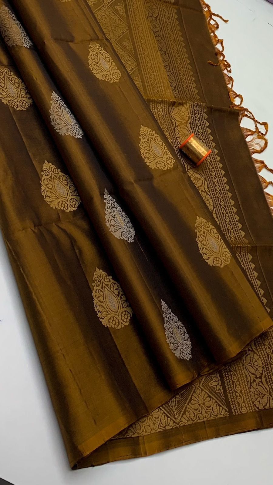 Dark Mustard Double Warp Elegance Handloom Soft Silk Saree SS23226