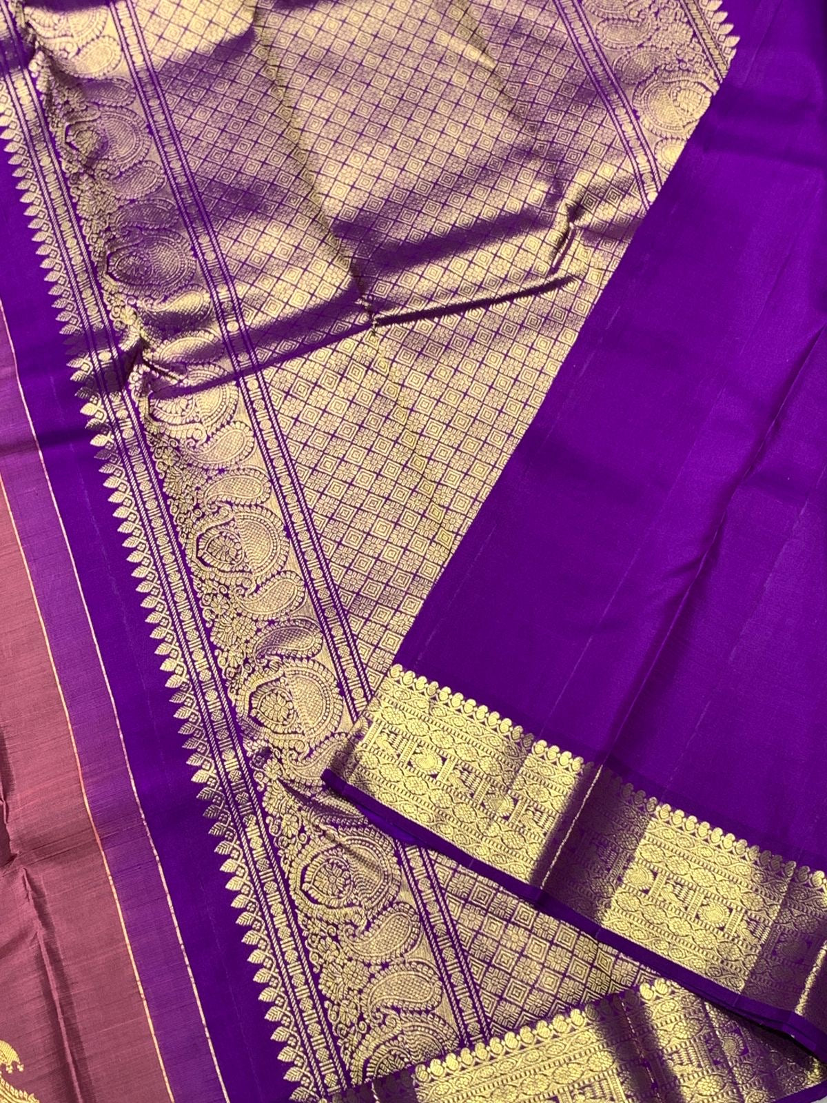 Classic Dusky Rose & Vadamalli 2gm Zari Kanchipuram Handloom Silk Saree SS25988