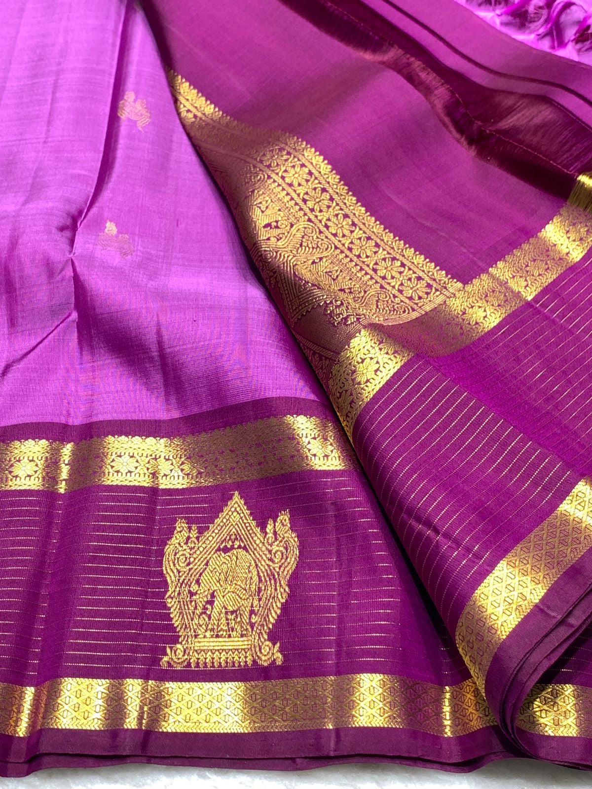 Classic Magenta & Purple Pink 2gm Zari Elegance Kanchipuram Silk Saree SS24012