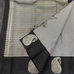 Load image into Gallery viewer, Classic Shimmer Grey &amp; Black 1gm Zari Silver Butta Elegance Kanchipuram Handloom Silk Saree SS27982
