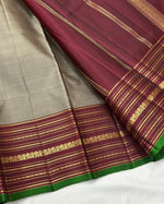 Load image into Gallery viewer, Classic Champagne &amp; Barn Red 1gm Zari Elegance Kanchipuram Handloom Silk Saree SS24138
