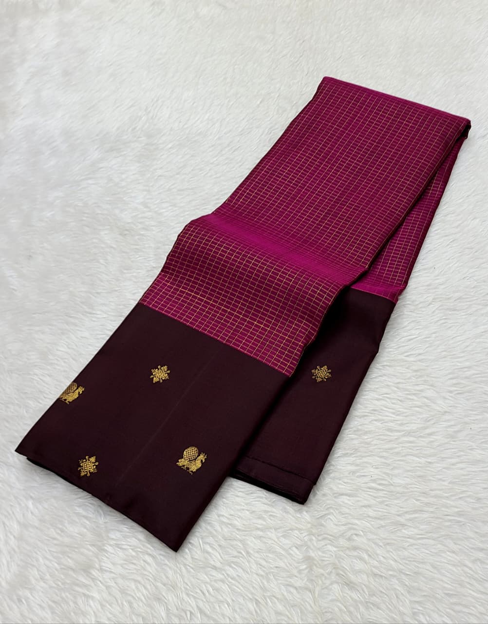 Classic Orchid Pink & Coffee Brown Kanchipuram Handloom Silk Saree SS26699