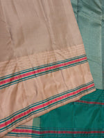 Load image into Gallery viewer, Classic Pastel Cocoa Beige &amp; Teal Green 1gm Zari Elegance Kanchipuram Handloom Silk Saree SS27961
