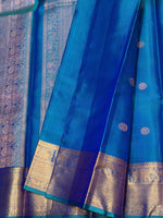 Load image into Gallery viewer, Classic Teal Blue 2gm Zari Elegance Kanchipuram Handloom Silk Saree SS27087
