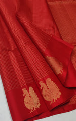 Load image into Gallery viewer, Classic Fiery Red Handloom Soft Silk Saree SS27672
