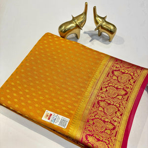 Classic Yellow & Deep Pink Elegance Mysore Silk Saree SS24166