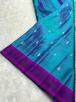 Load image into Gallery viewer, Classic Peacock Blue &amp; Fuchsia Pink 2gm Zari Kanchipuram Handloom Silk Saree SS26502
