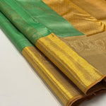 Load image into Gallery viewer, Classic Sea Green &amp; Mustard Elegance Kanchipuram Handloom Silk Saree SS27378
