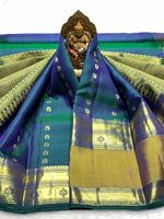Load image into Gallery viewer, Classic Peacock Green 2gm Zari Elegance Kanchipuram Handloom Silk Saree SS25453

