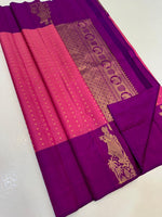 Load image into Gallery viewer, Classic Pink &amp; Vadamalli Purple Elegance Kanchipuram Handloom Silk Saree SS25338
