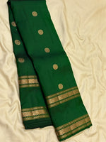 Load image into Gallery viewer, Classic Forest Green 1gm Zari Double Border Elegance Kanchipuram Handloom Silk Saree SS28602
