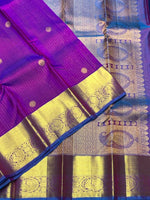 Load image into Gallery viewer, Classic Vadamalli &amp; Aegan Blue 2gm Zari Elegance Kanchipuram Handloom Silk Saree SS24614
