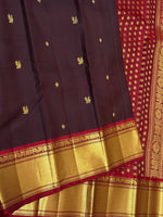 Load image into Gallery viewer, Classic Dark Coffee Brown &amp; Brick Red 2gm Zari Vintage Elegance Kanchipuram Handloom Silk Saree SS27666
