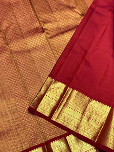 Classic Pinkish Orange 2gm Zari Bridal Elegance Kanchipuram Handloom Silk Saree SS25450