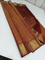 Load image into Gallery viewer, Classic Mustard &amp; Garnet Red 2gm Zari Kanchipuram Handloom Silk Saree SS25610
