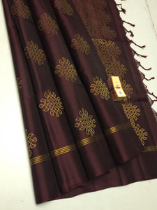 Classic Dark Chocolate Elegance Handloom Soft Silk Saree SS24192