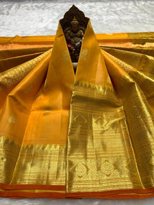Classic Yellow 2gm Zari Elegance Kanchipuram Handloom Silk Saree SS25451