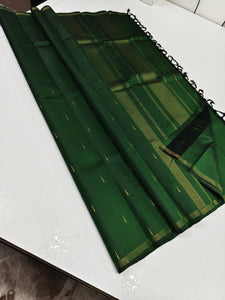 Classic Pine Green 2gm Zari Elegance Kanchipuram Handloom Silk Saree SS24857