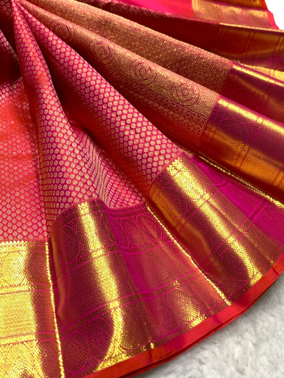 Classic Hot Pink 2gm Zari Bridal Elegance Kanchipuram Handloom Silk Saree SS25371