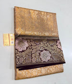 Load image into Gallery viewer, Classic Golden Beige &amp; Coffee Brown Bridal Elegance Kanchipuram Handloom Silk Saree SS27196
