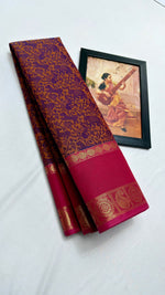 Load image into Gallery viewer, Classic Wine &amp; Orange Rose Kanchipuram Handloom Cotton Saree SS26704
