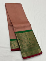 Load image into Gallery viewer, Classic Dusky Rose &amp;  Dark Green 1gm Zari Elegance Kanchipuram Handloom Silk Saree SS25158
