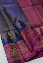 Load image into Gallery viewer, Classic Royal Blue &amp; Wine Red Double Warp Elegance Handloom Soft Silk Saree SS28475

