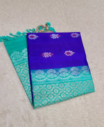 Load image into Gallery viewer, Classic Blue &amp; Turquoise Elegance Handloom Soft Silk Saree SS26566
